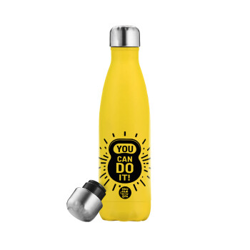 You can do it, Yellow Stainless Steel Metallic Thermos, double-walled, 500ml