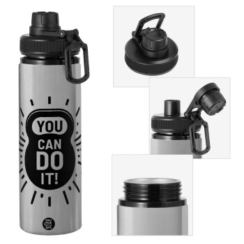 You can do it, Metallic water bottle with safety cap, 850ml aluminum