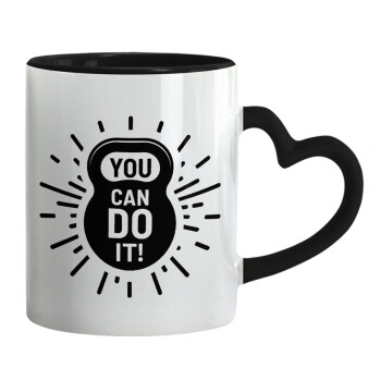 You can do it, Mug heart black handle, ceramic, 330ml