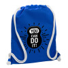 Backpack pouch GYMBAG Blue, with pocket (40x48cm) & thick cords