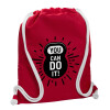 Backpack pouch GYMBAG Red, with pocket (40x48cm) & thick cords