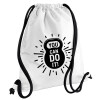 Backpack pouch GYMBAG white, with pocket (40x48cm) & thick cords