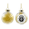 Transparent Christmas tree ball ornament with gold filling 8cm