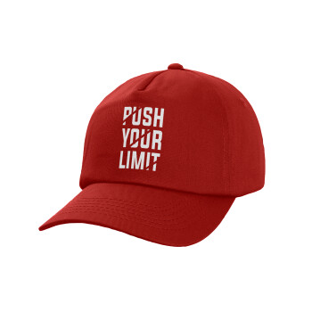 Push your limit, Children's Baseball Cap, 100% Cotton Twill, Red (COTTON, CHILDREN'S, UNISEX, ONE SIZE)