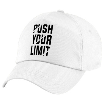 Push your limit, Children's Baseball Cap, 100% Cotton Twill, White (COTTON, CHILDREN'S, UNISEX, ONE SIZE)