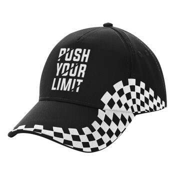 Push your limit, Adult Ultimate BLACK RACING Cap, (100% COTTON DRILL, ADULT, UNISEX, ONE SIZE)