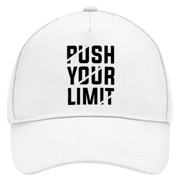 Push your limit, Adult Baseball Cap, Drill, White (100% COTTON, ADULT, UNISEX, ONE SIZE)