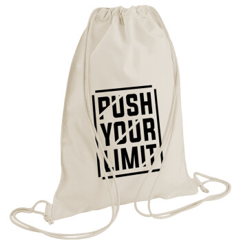 Push your limit, Backpack bag GYMBAG natural (28x40cm)