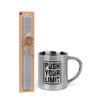 Push your limit, Easter Set, metallic thermal cup (300ml) & Easter aromatic flat candle (30cm) (GRAY)