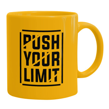 Push your limit, Ceramic coffee mug yellow, 330ml