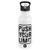 White water bottle with straw, stainless steel 600ml