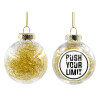 Transparent Christmas tree ball ornament with gold filling 8cm