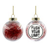 Transparent Christmas tree ball ornament with red filling 8cm