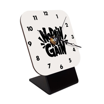 No pain no gain, Quartz Wooden table clock with hands (10cm)