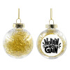 Transparent Christmas tree ball ornament with gold filling 8cm