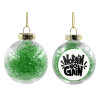 Transparent Christmas tree ball ornament with green filling 8cm