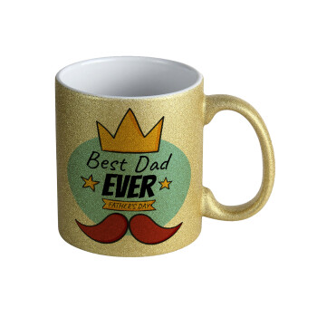 King, Best dad ever, Κούπα Χρυσή Glitter που γυαλίζει, κεραμική, 330ml