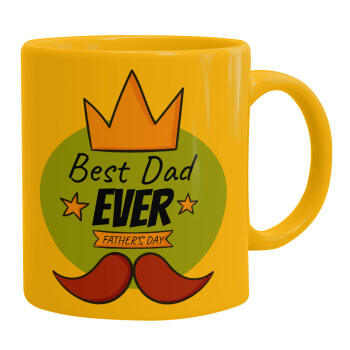 King, Best dad ever, Ceramic coffee mug yellow, 330ml (1pcs)