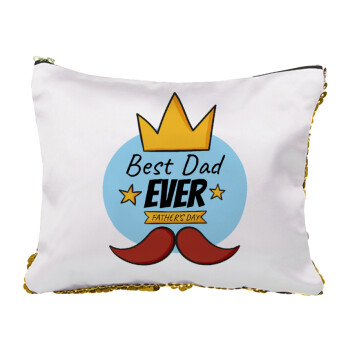 King, Best dad ever, Sequin Gold Pouch Cosmetic Bag