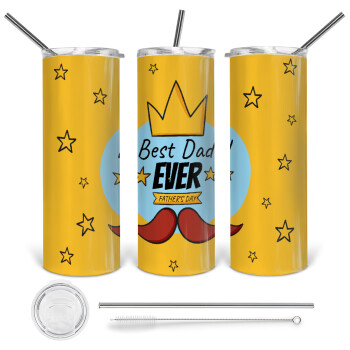 King, Best dad ever, 360 Eco friendly stainless steel tumbler 600ml, with metal straw & cleaning brush