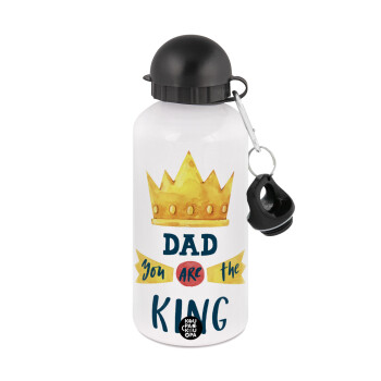 Dad you are the King, Μεταλλικό παγούρι νερού, Λευκό, αλουμινίου 500ml