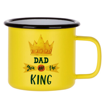 Dad you are the King, Metallic enamel MATT Yellow cup 360ml