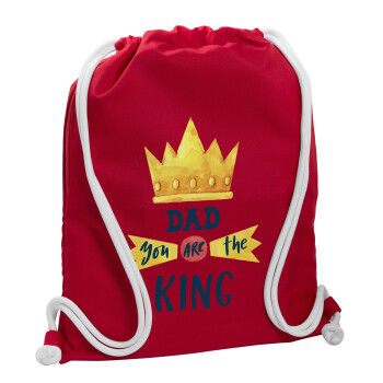 Dad you are the King, Backpack pouch GYMBAG Red, with pocket (40x48cm) & thick cords