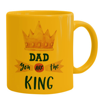 Dad you are the King, Ceramic coffee mug yellow, 330ml