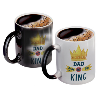 Dad you are the King, Color changing magic Mug, ceramic, 330ml when adding hot liquid inside, the black colour desappears (1 pcs)