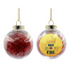 Transparent Christmas tree ball ornament with red filling 8cm