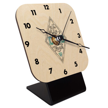 To the best DAD on earth, Quartz Table clock in natural wood (10cm)