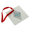 Christmas ornament, glass square ornament 9x9cm