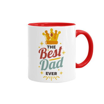 The Best DAD ever, Κούπα χρωματιστή κόκκινη, κεραμική, 330ml