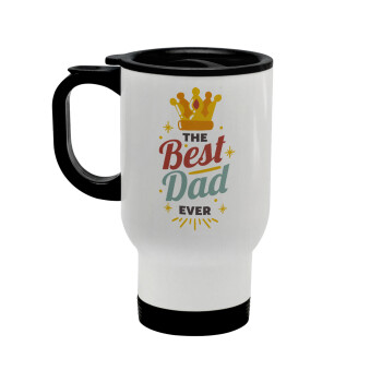 The Best DAD ever, Stainless steel travel mug with lid, double wall white 450ml