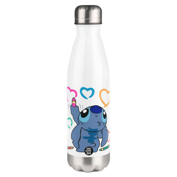 Lilo & Stitch painting, Metal mug thermos White (Stainless steel), double wall, 500ml