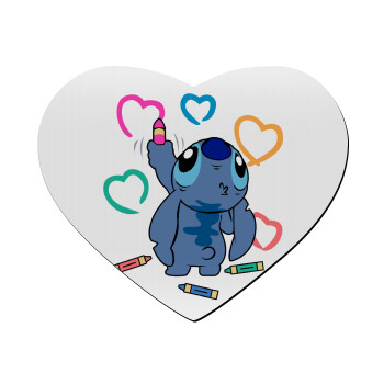 Lilo & Stitch painting, Mousepad καρδιά 23x20cm