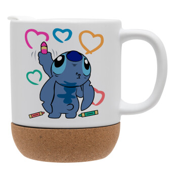 Lilo & Stitch painting, Ceramic coffee mug Cork (MAT), 330ml (1pcs)