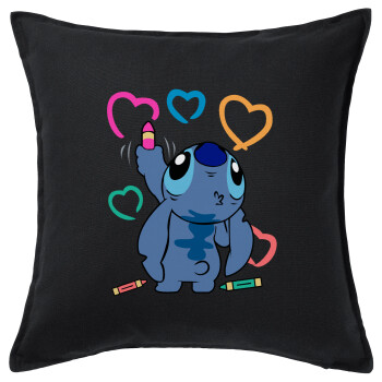 Lilo & Stitch painting, Sofa cushion black 50x50cm includes filling