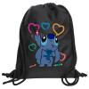 Backpack pouch GYMBAG Black, with pocket (40x48cm) & thick cords