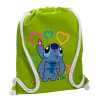 Backpack bag GYMBAG LIME GREEN, with pocket (40x48cm) & thick cords