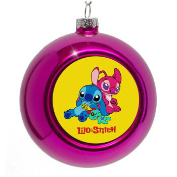 Lilo & Stitch, Purple Christmas tree ornament bauble 8cm