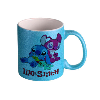 Lilo & Stitch, Κούπα Σιέλ Glitter που γυαλίζει, κεραμική, 330ml