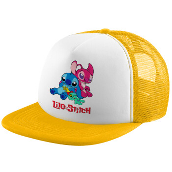 Lilo & Stitch, Καπέλο Ενηλίκων Soft Trucker με Δίχτυ Κίτρινο/White (POLYESTER, ΕΝΗΛΙΚΩΝ, UNISEX, ONE SIZE)