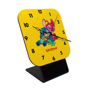 Lilo & Stitch, Quartz Table clock in natural wood (10cm)