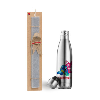 Lilo & Stitch, Easter Set, metallic stainless thermos flask (500ml) & scented flat Easter candle (30cm) (GRAY)