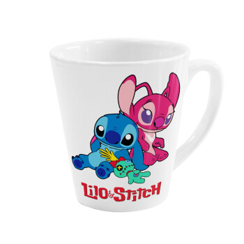 Lilo & Stitch, Κούπα κωνική Latte Λευκή, κεραμική, 300ml