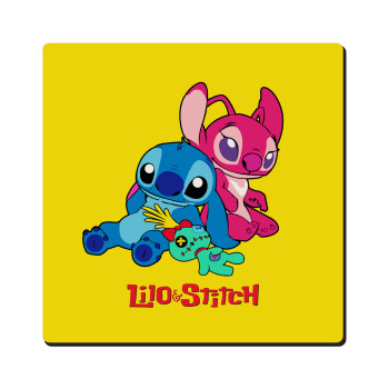 Lilo & Stitch, Τετράγωνο μαγνητάκι ξύλινο 6x6cm