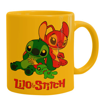Lilo & Stitch, Ceramic coffee mug yellow, 330ml (1pcs)