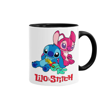 Lilo & Stitch, Κούπα χρωματιστή μαύρη, κεραμική, 330ml