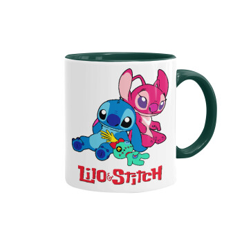 Lilo & Stitch, Κούπα χρωματιστή πράσινη, κεραμική, 330ml